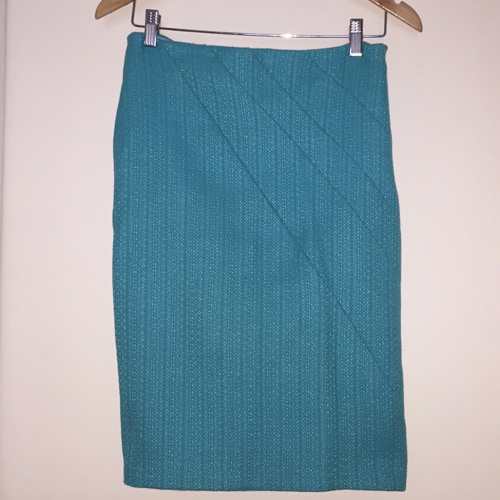 Anthropologie Turquoise woven pencil skirt